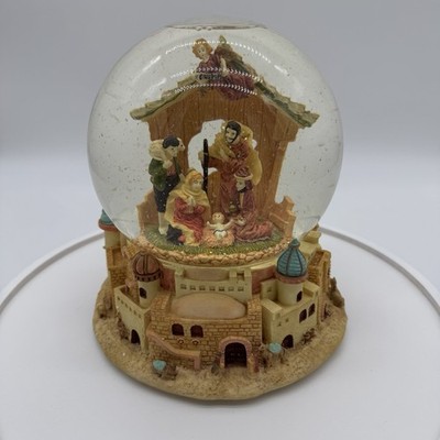 Vintage Nativity Scene Snow Globe Bethlehem Large Christmas Globe 360° Detailed