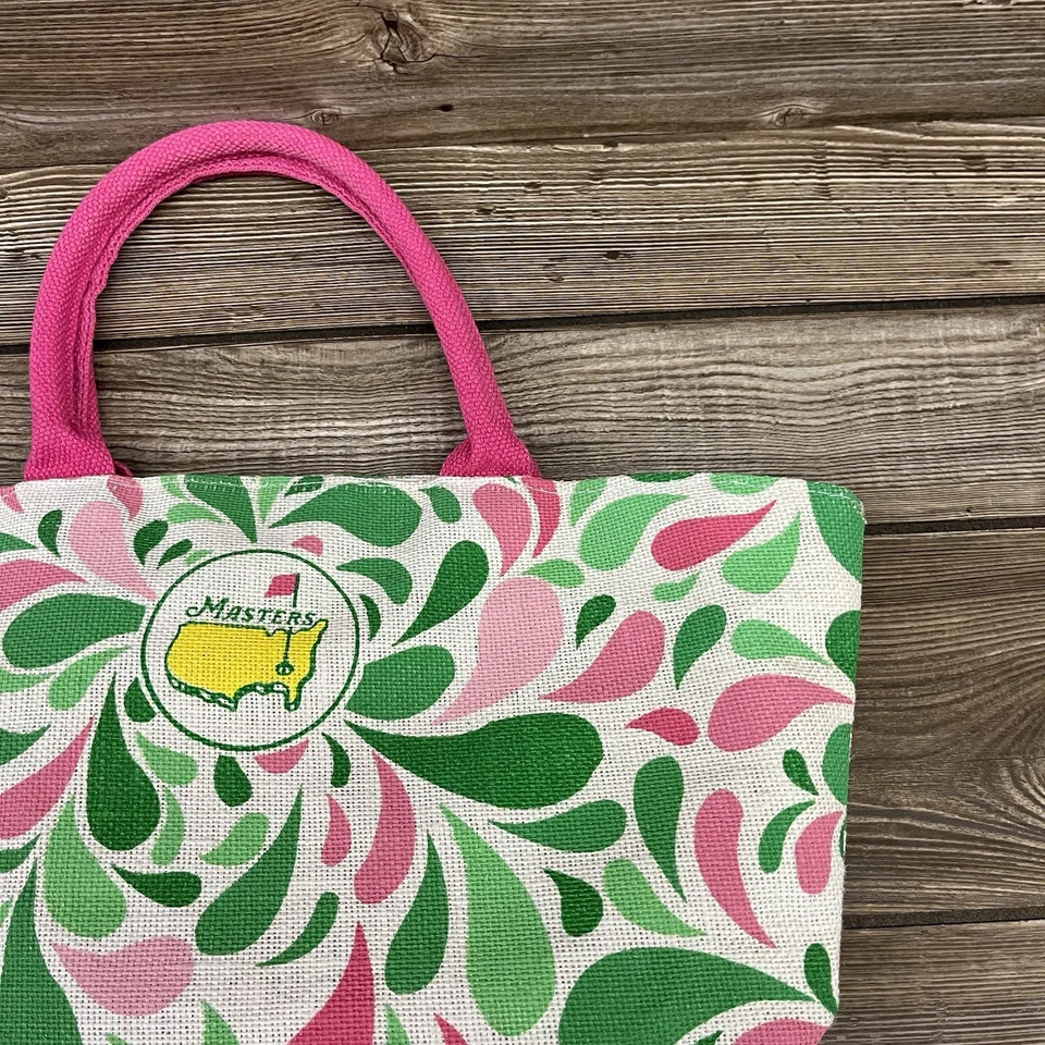 Bolso de Mano The Masters Augusta National Pro Golf Tournament Logo Arpillera Rosa Verde Foto 3 de 4