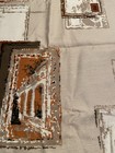 Mid Century 1 Yard+ Tan Rectangles Italy Scenes Printed Curtain Slub Fabric Vint — photo 4