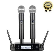 NEW Dual Wireless Microphone System Handheld Vocal UHF Audio FREE SHIPPING