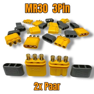   2 Paar 4 Stück MR30 2.0mm 3Pin Stecker Buchse Multirotor Motor ESC Goldstecker