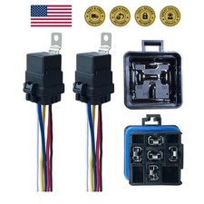 2 Pack 40/30 AMP 12V DC Waterproof Relay Kit with Heavy-Duty Pigtail, 5-PIN S...