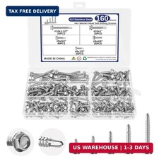 160Pcs Self Tapping Screws, 410 Stainless Steel Self Tapping Screws for Metal, H