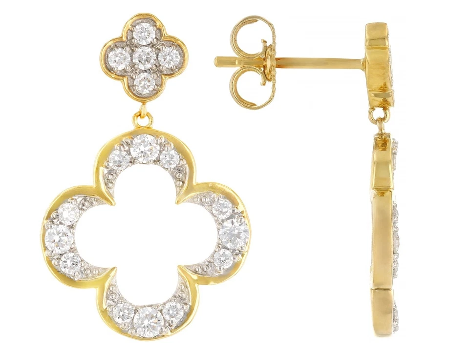 0.50ctw Created Diamond 14K Yellow Gold Plated Silver Women Dangal Earrings - Image 4 of 4