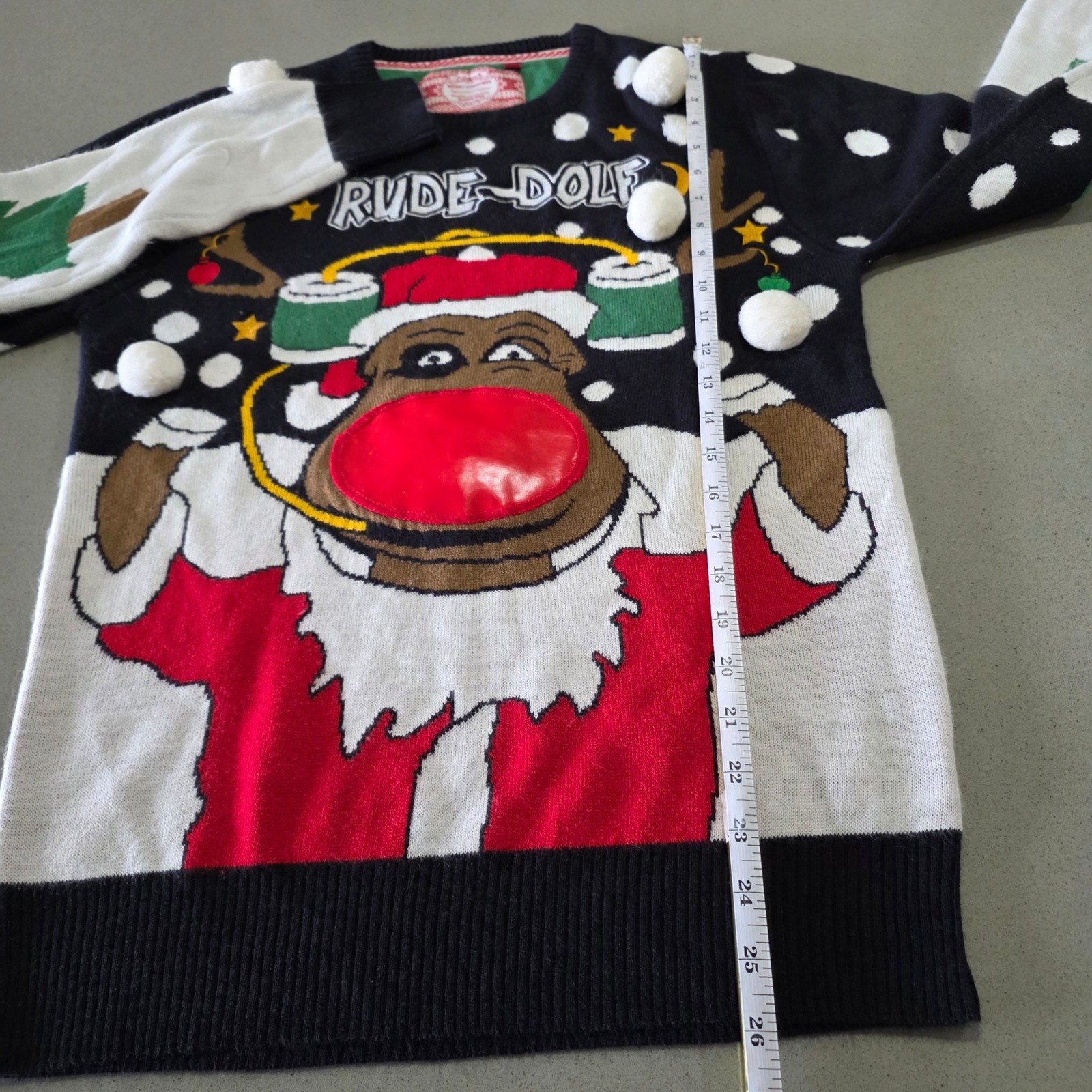 Runway Blvd Rude-Dolf Reindeer Beer Ugly Christmas Sweater Mens Large Black image 4