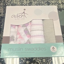 aden  anais Muslin Swaddling Blanket Butterfly Theme Multicolor 44x44 Cotton