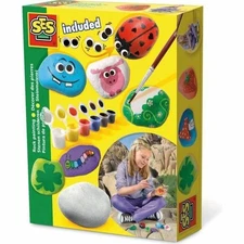 SES Creative 14818 Children's Rock Painting Kit, 6 Colours, for 5 years to 9 yea
