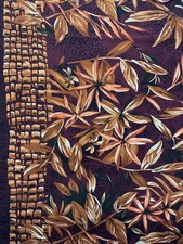 Burgundy Tropical Rayon Challis Border Print Fabric BTHalfY 45