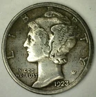 1923 S Silver Mercury Dime VF 10c Type Coin Circulated Very Fine Dark Appearance