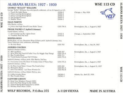 VARIOUS ARTISTS - ALABAMA BLUES: 1927-1930 NEW CD