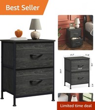 Night Stand, Small Dresser with Drawers, Dresser for Bedroom with 2 Fabric Dr...
