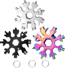 3-Pack Snowflake Multi Tool 18-in-1 Stainless Steel Pocket Tool for Men