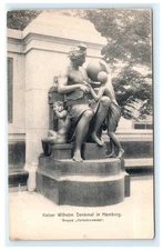 Vintage Kaiser Wilhelm Denkmal Statue Postcard Hamburg Lithograph