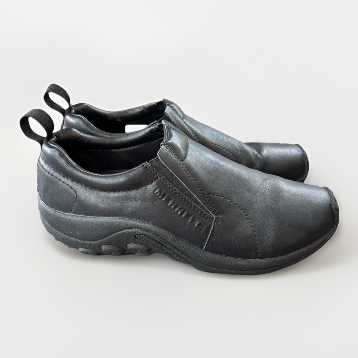 Scarpe da trekking Merrell da uomo nere in pelle Jungle Moc taglia 8 slip on J17199