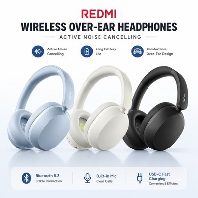 REDMI Over-ear Headphones Bluetooth/Wired Connection Active noise cancellation