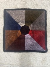 Vintage Japan Acetate Pocket Square Handkerchief Geometric Patchwork Multicolor