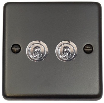 G&H CFB82C-PC Standardplatte matt schwarz 2 Gang Zwischen-Kippschalter Lichtschalter