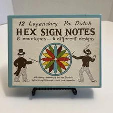 Vtg 11 Jacob And Jane Zook Hex Sign Notes, Envelopes & Box 5 1/2” X 4” Read 1963