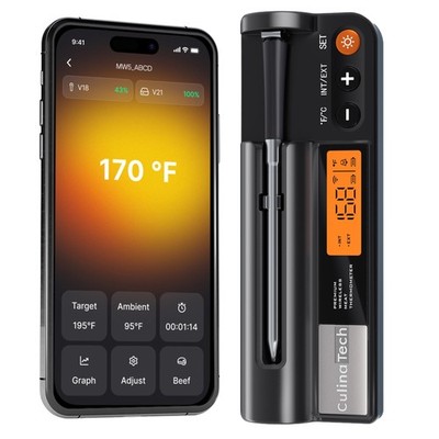 Smart Wireless Meat Thermometer: Dual Sensors, App Control, Instant Read BBQ