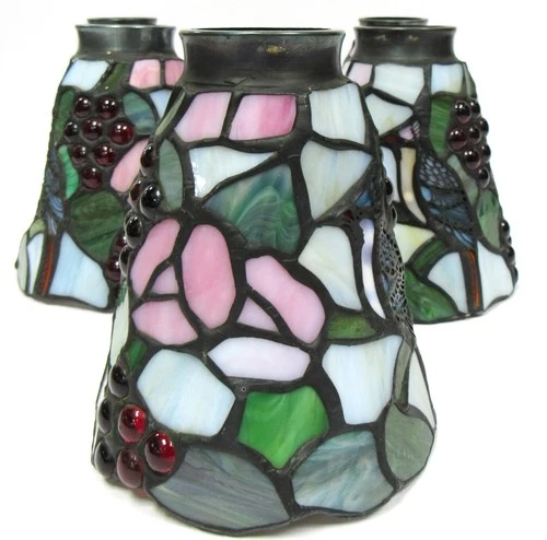 5 TIFFANY STYLE STAINED GLASS CEILING FAN CHANDELIER SCONCE LIGHT SHADES VTG