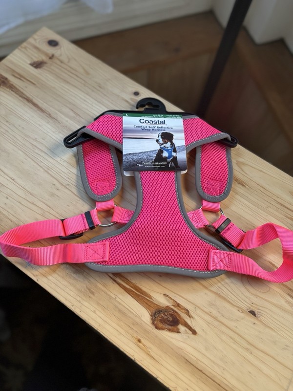 Coastal Comfort Soft Reflective Wrap Dog Harness Size L, weight 50-90 lbs - Pink