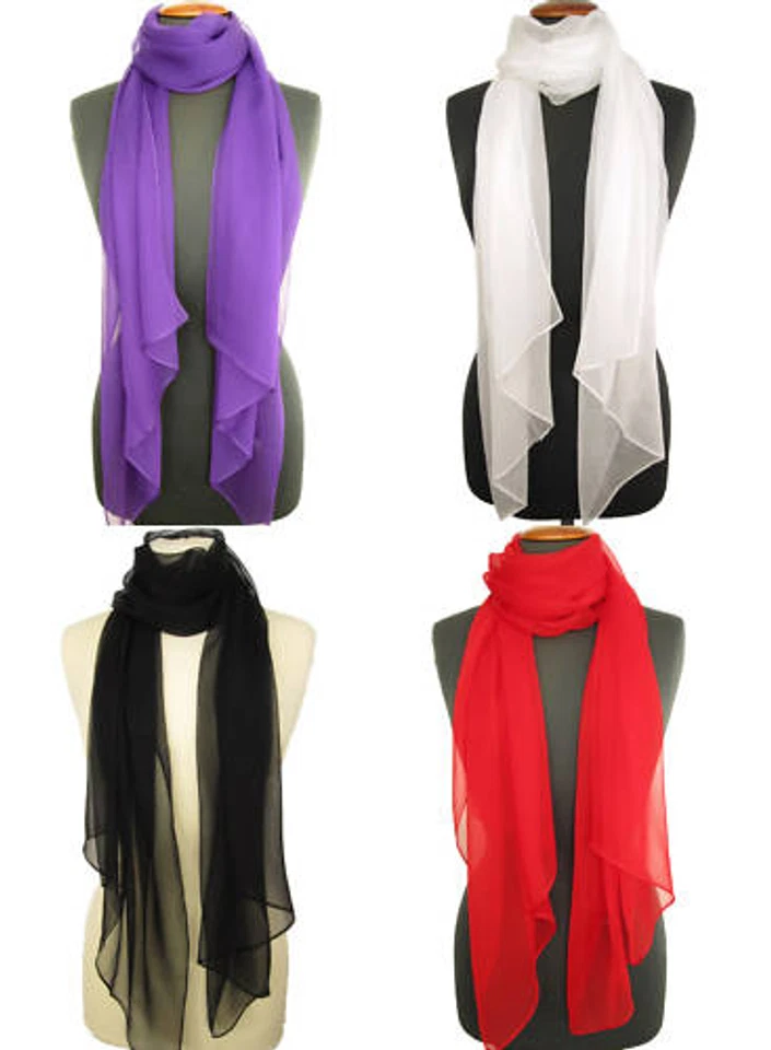Uni-farbener SEIDENSCHAL Schal Tuch SEIDE, Weiss Lila Rot o. Schwarz u.a. Farben