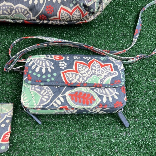 Vera Bradley Backpack Purse & 2 Coin Purses Gray Nomadic Floral Lot Of 4 - Picture 4 of 14