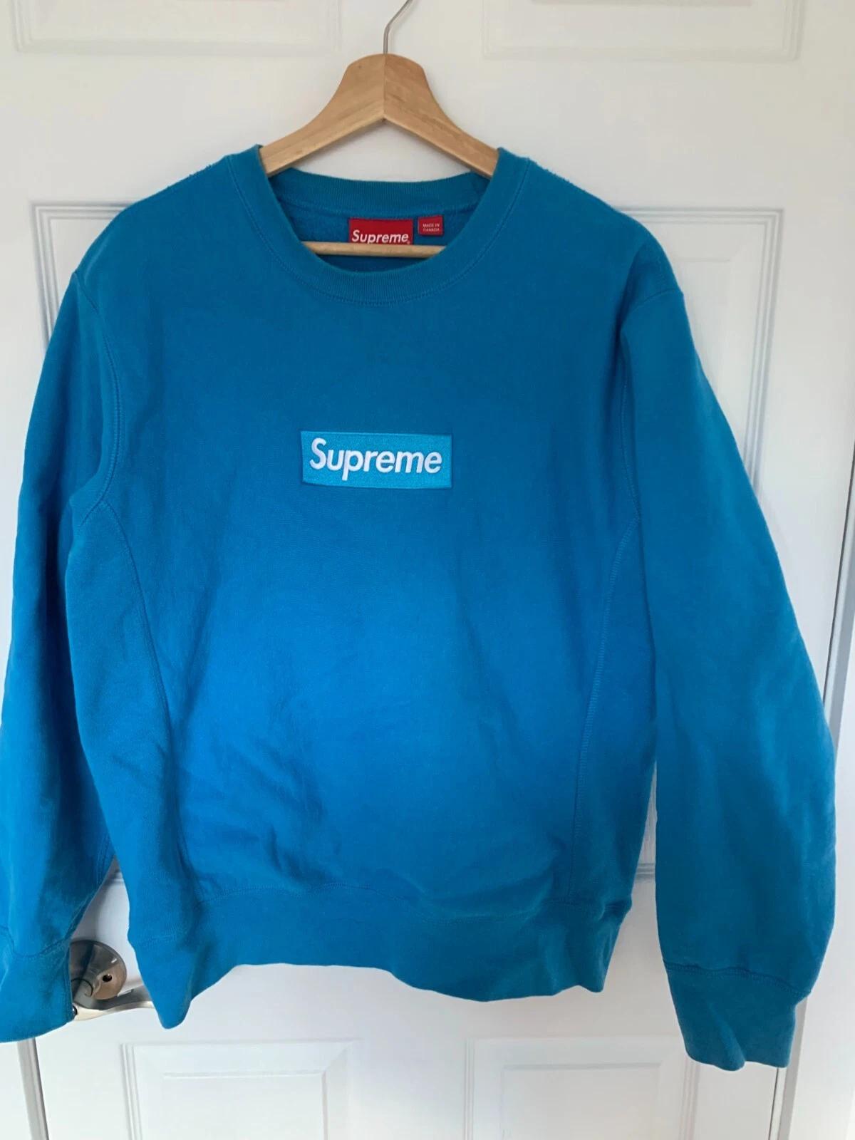 SWEAT SHIRT COL ROND LOGO FW18 SUPREME BOX BRILLANT ROYAL TAILLE M MEDIUM 2018