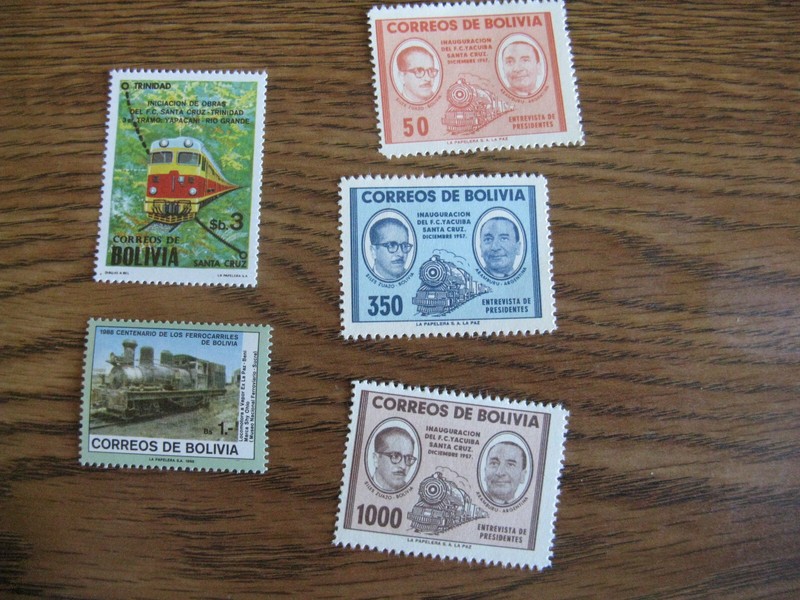 LOT OF BOLIVIA RAILROAD STAMPS – TRAINS - MNH