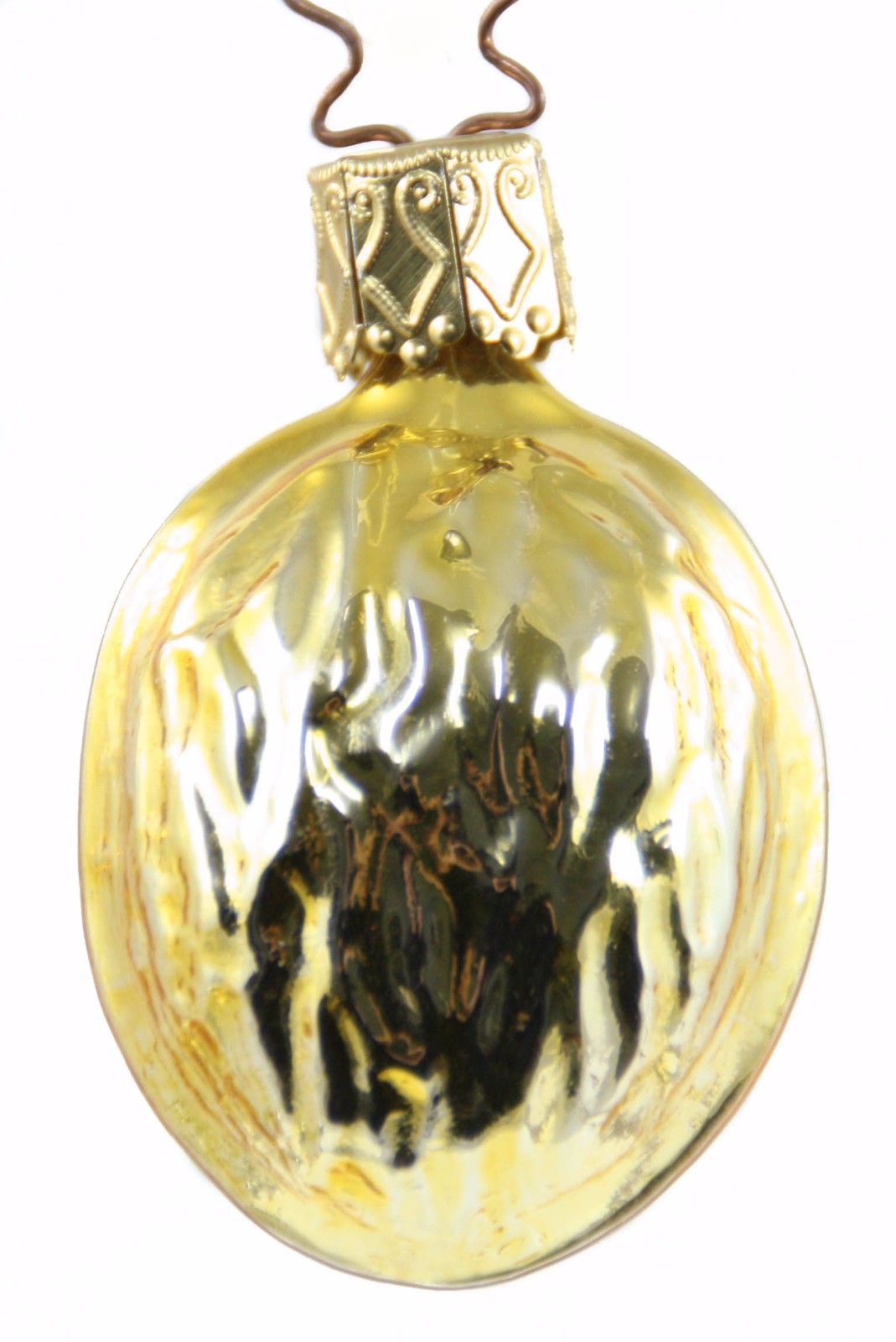 Golden Glass Nut Christmas Tree Ornament Holiday Decor