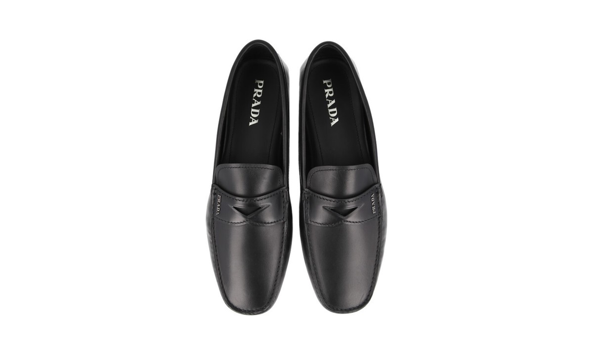 PRADA PENNY LOAFER BUSINESS SHOES 2DD158 BLACK LEATHER NEW US 12