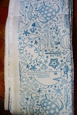 New Blue White Nautical Ocean Theme Fabric 3.5 yards 8430