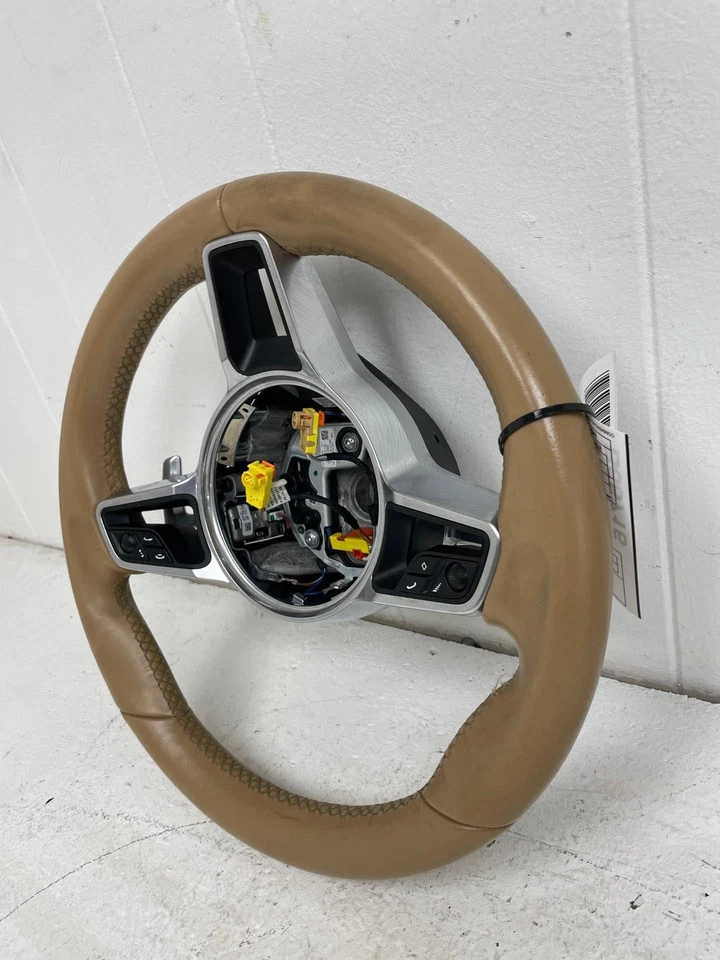 2015 2016 2017 2018 PORSCHE MACAN LUXOR BEIGE LEATHER STEERING WHEEL 95B419091 Foto 2 de 4