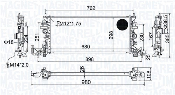 MAGNETI MARELLI 350213206700 Radiator, engine cooling for OPEL,VAUXHALL