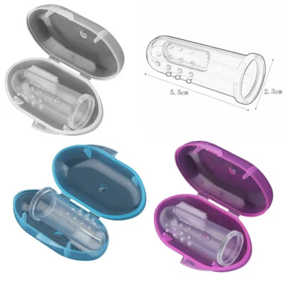 Pet Soft Silicone Finger Toothbrush Gum Tongue Massage Brush Teether with Case