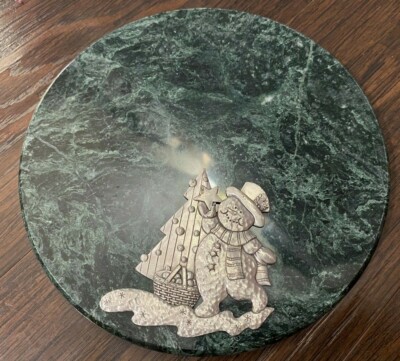 Lindsay Claire Fine Pewter & Marble Cheese Board Server Snowman