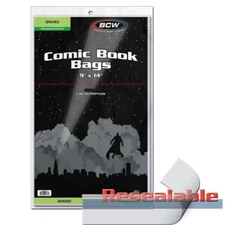 NEW (10 CT) BCW Resealable Graded Comic Bag- Holds CGC & CBCS Graded Comics
