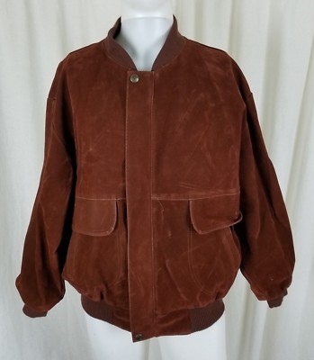 Vintage Gruppo V Vegan Leather Rust Brown Flight Bomber Jacket
