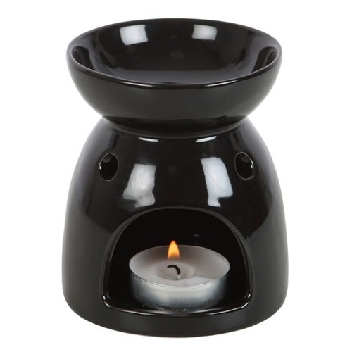 CERAMIC BLACK ROUND FOREST BEE TEA LIGHT WAX MELT OIL BURNER - Picture 2 of 3