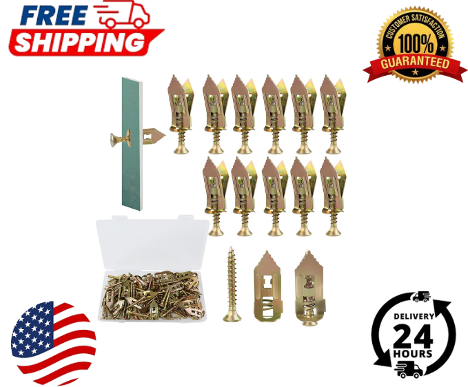 100-Pack Self-Drilling Drywall Anchors with Screws for TV Cabinets & More