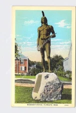 PPC Postcard MA Massachusetts Plymouth Massasoit Statue