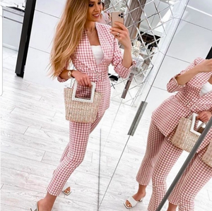 zara pink gingham suit