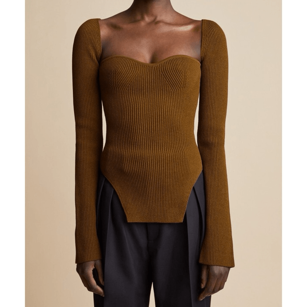 KHAITE Maddy Notched Ribbed Knit Top | eBay KHAITE Maddy Notched Ribbed Knit Top | eBay