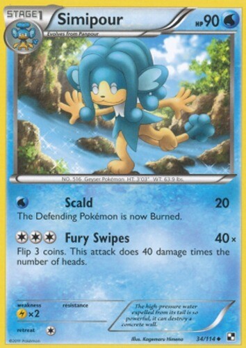 Pokemon - Simipour - 34/114 - Uncommon - Black and White - NM