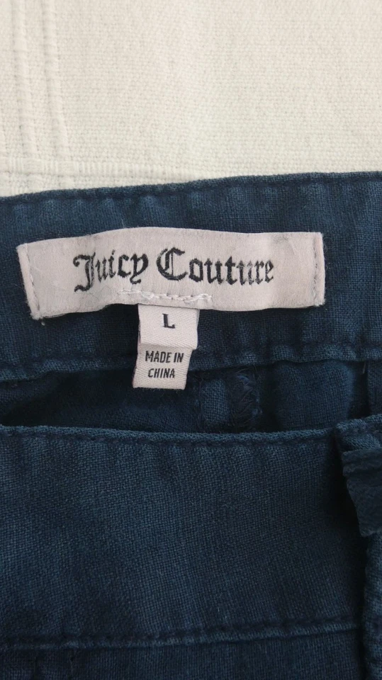 Pantalones utilitarios Juicy Couture de lino azul marino pantalones rectos con cremallera talla L nuevos con etiquetas Foto 2 de 4