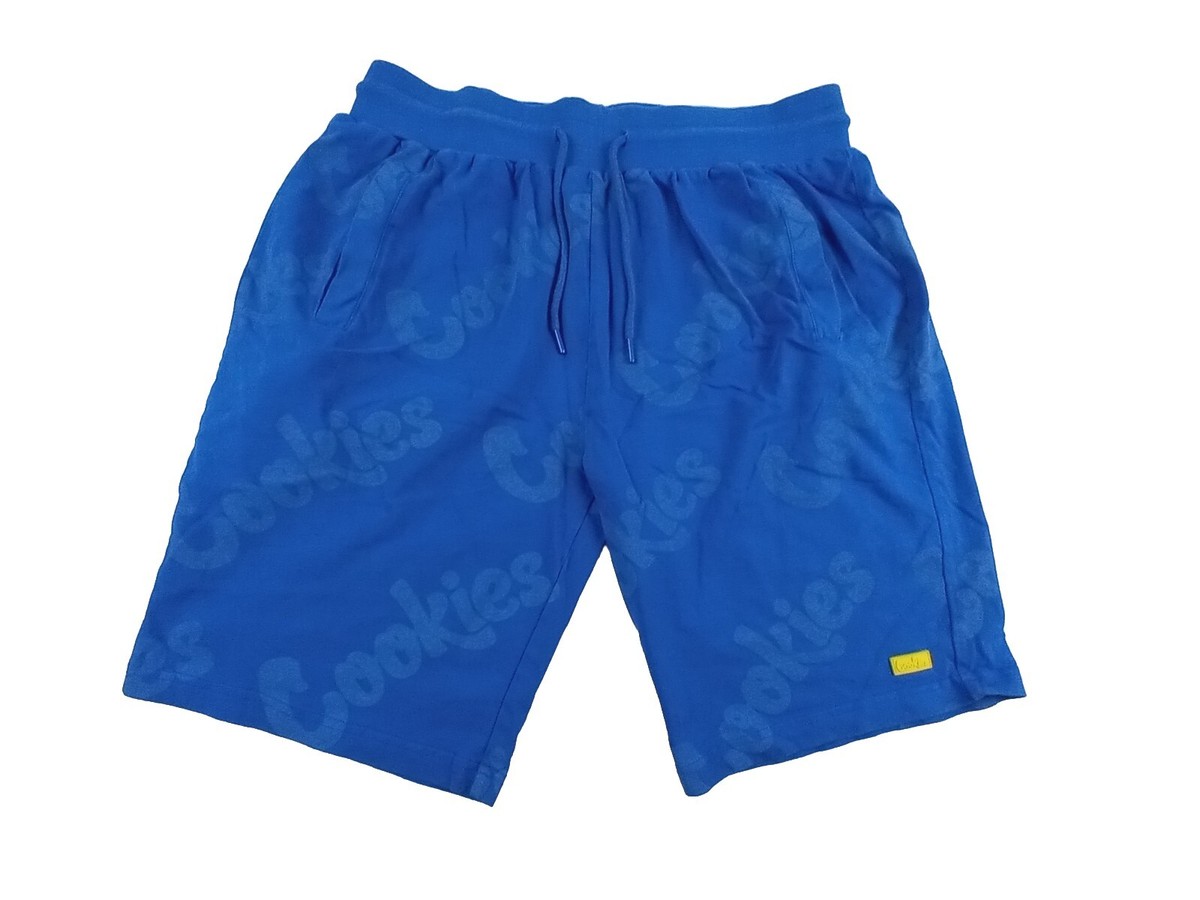 Cookies Sweat Shorts All Over Print Mens Large Drawstring Inseam Blue