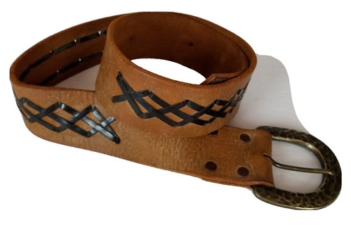 Vintage 1970s Studded Brown Leather Brass Grunge Festival Belt Vintage 1970s Studded Brown Leather Brass Grunge Belt  main image 4