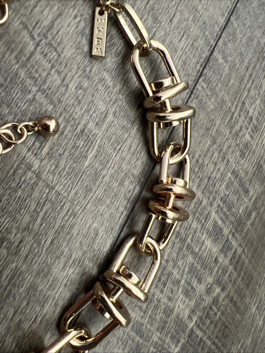 WHBM Gold-Toned & Leather Chain-Link Necklace & Bracelet Set Mason & Madison 18K Yellow Gold Link Chain Necklace Bracelet  main image 4
