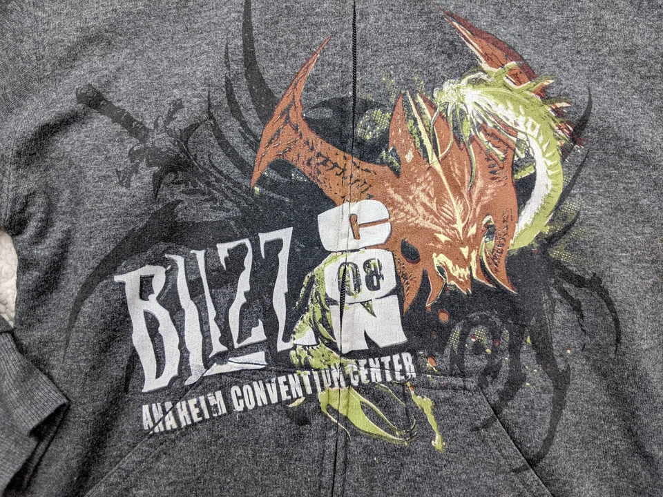 Vintage BlizzCon 2008 Mens Small Blizzard World of Warcraft Grey Zip Up Hoodie - Image 2 of 4