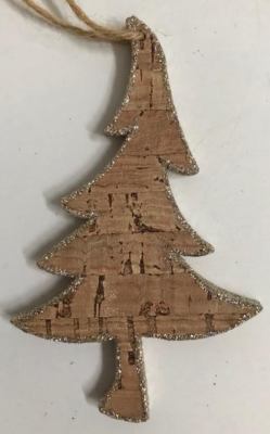 Crate & and Barrel GLITTER CORK TREE Ornament- Narrow Tree -NEW- NWOT